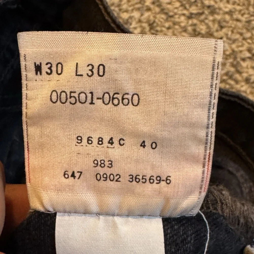 Levis 501 Jeans Mens 30x30 Black Button Fly Straight Leg Denim Mexico Y2K VTG